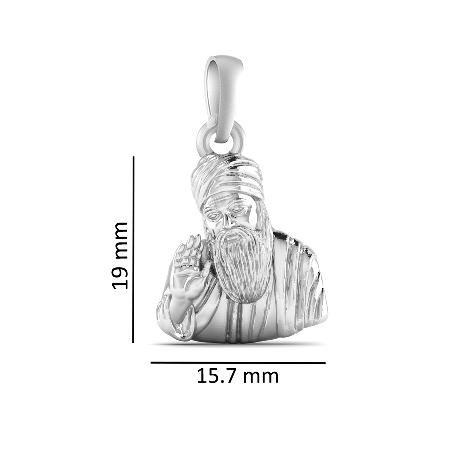 Sterling Silver (92.5% Purity) Pure Silver Guru Nanak Pendant for Men and women