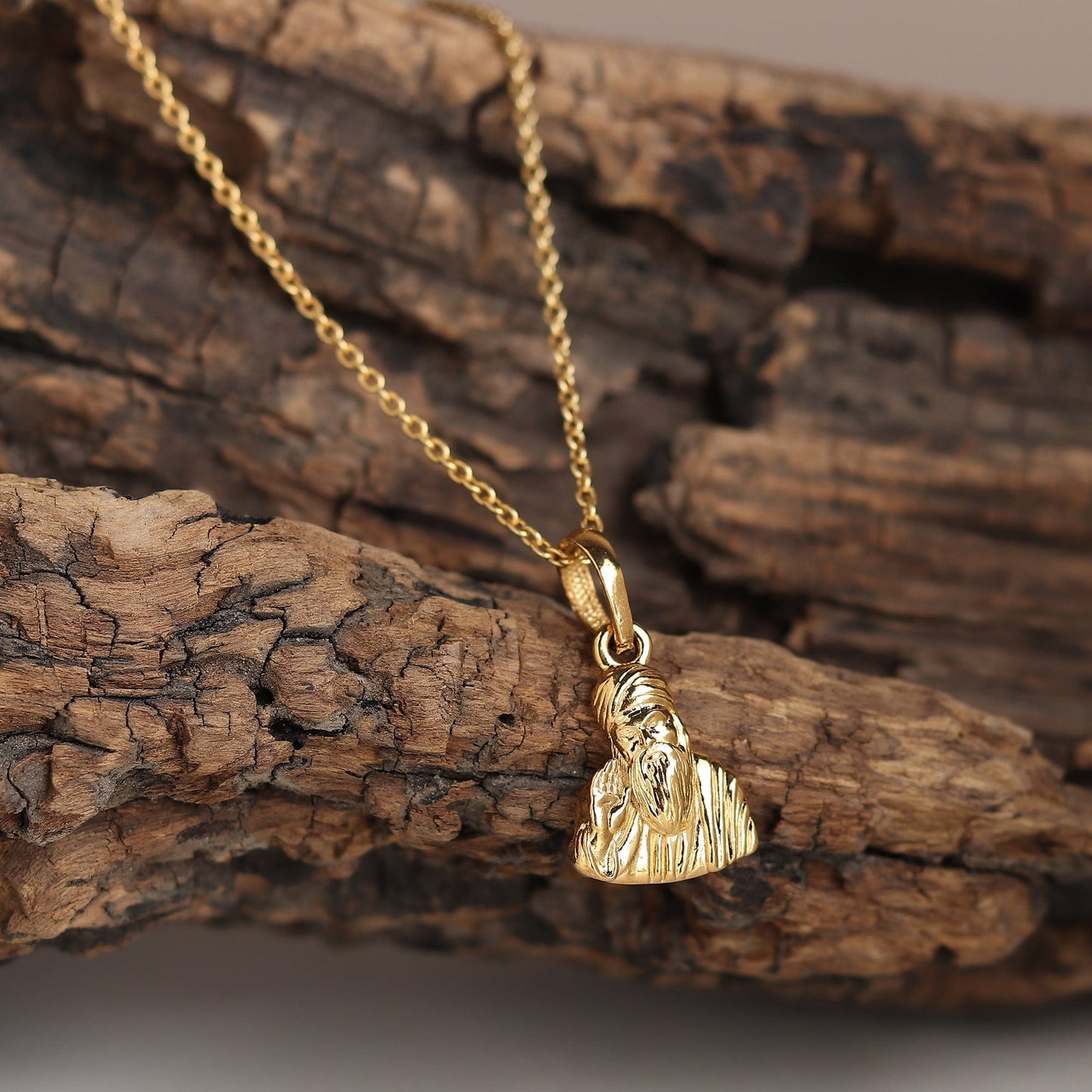 22 CT Gold Plated Silver (92.5% purity) God Guru Nanak Pendant for Men and Women