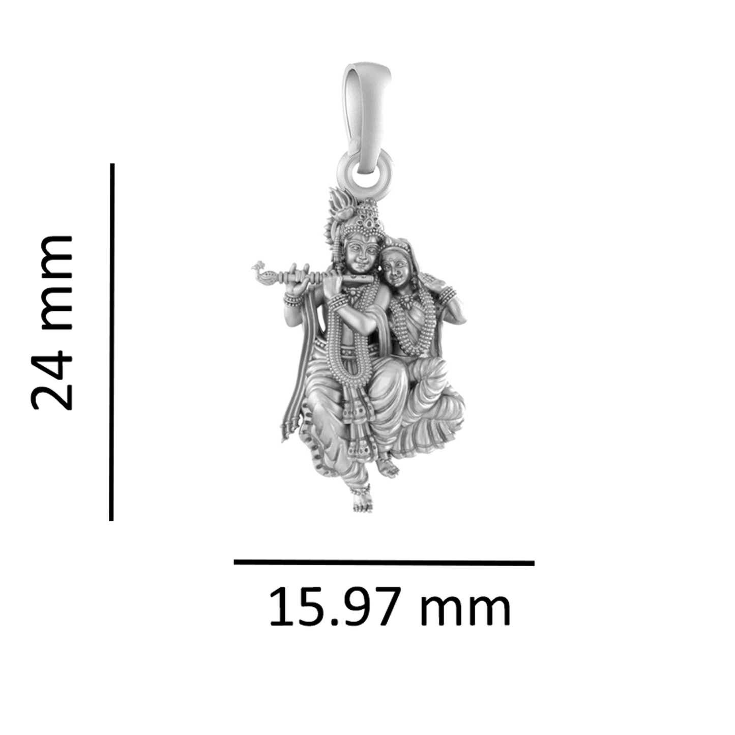 Sterling Silver (92.5% purity) God Radha Krishna Pendant for Men & Women Pure Silver Lord Radha kishan Locket for Good Health & Wealth