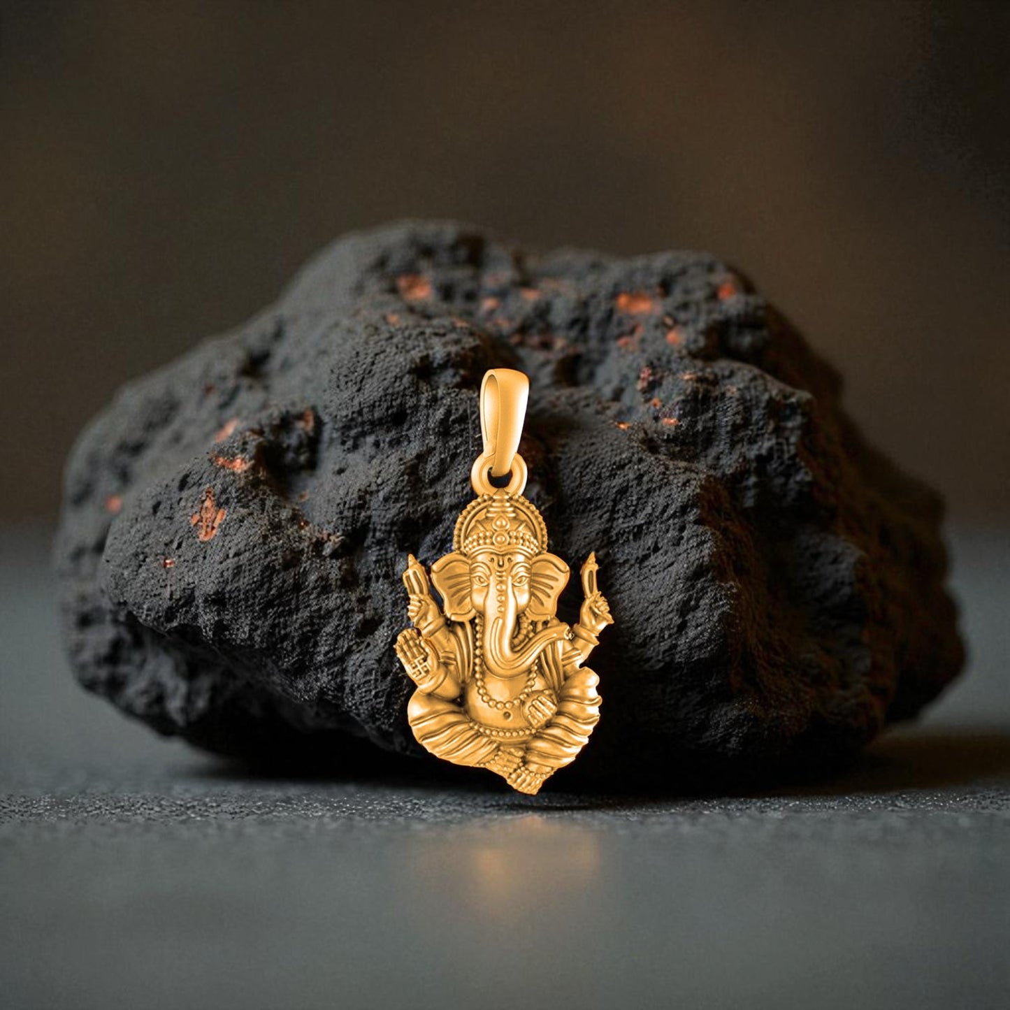 22 CT Gold Plated Silver (92.5% purity)God Ganesh Pendant for Men, Boys Girls and Women