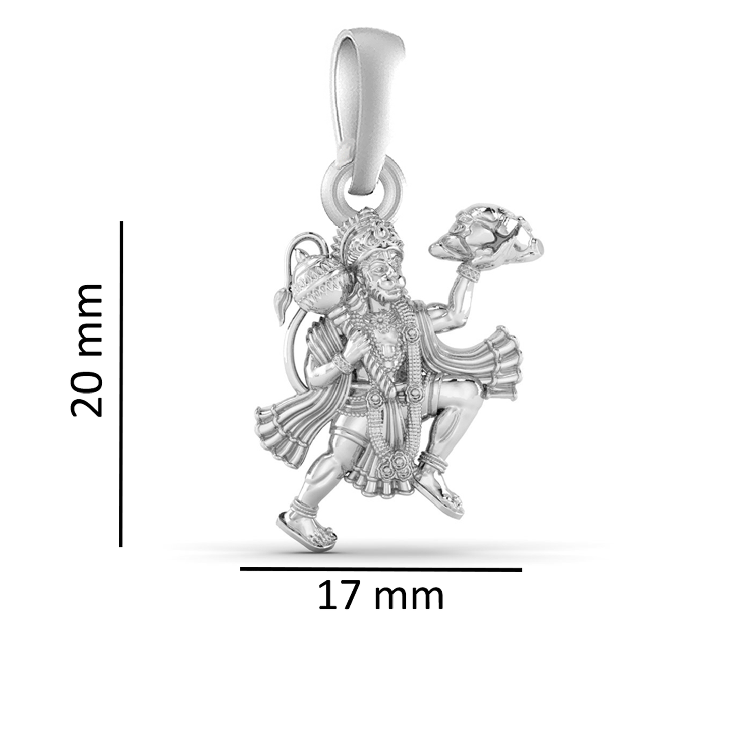 Akshat Sapphire Sterling Silver (92.5% purity) God Hanuman Pendant for Men & Women Pure Silver Lord Bajrang Bali Locket for Good Health & Wealth