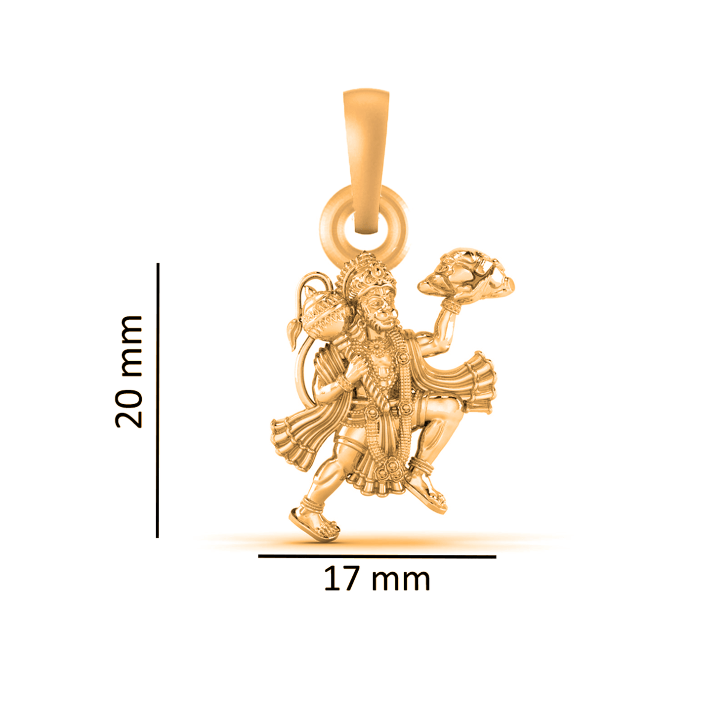22 CT Gold Plated Silver (92.5% purity)God Hanuman/Bajrang Bali Pendant Pendant for Men