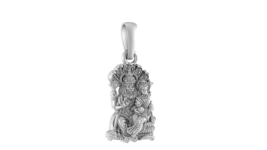 Akshat Sapphire Sterling Silver (92.5% purity) God Laxmi Narsimha Pendant for Men & Women Pure Silver Lord Lakshmi Narsimha Locket for Good Health & Wealth