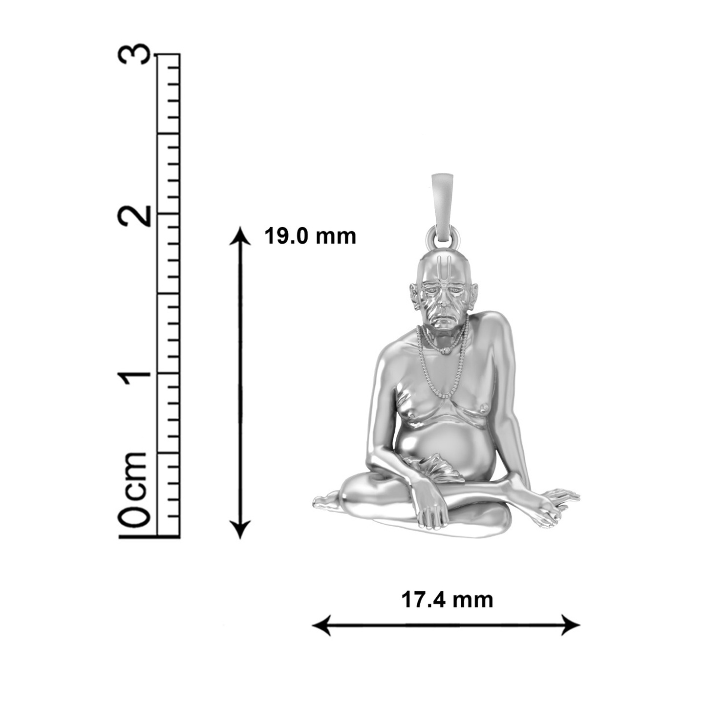 Sterling Silver (92.5% Purity) Pure Silver Spiritual Swami Samarth Pendant for Men & Women