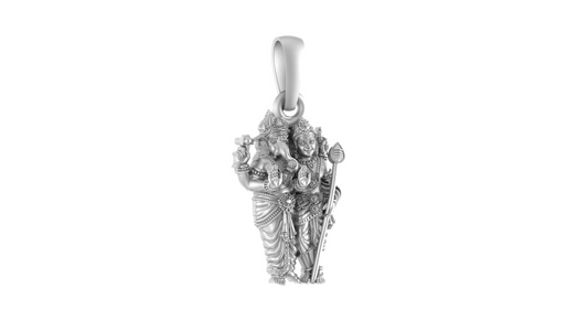 Akshat Sapphire Sterling Silver (92.5% purity) God Ganesh kartikeya Brother Pendant for Men & Women Pure Silver Lord Ganapathy Murugan Locket for Good Health & Wealth