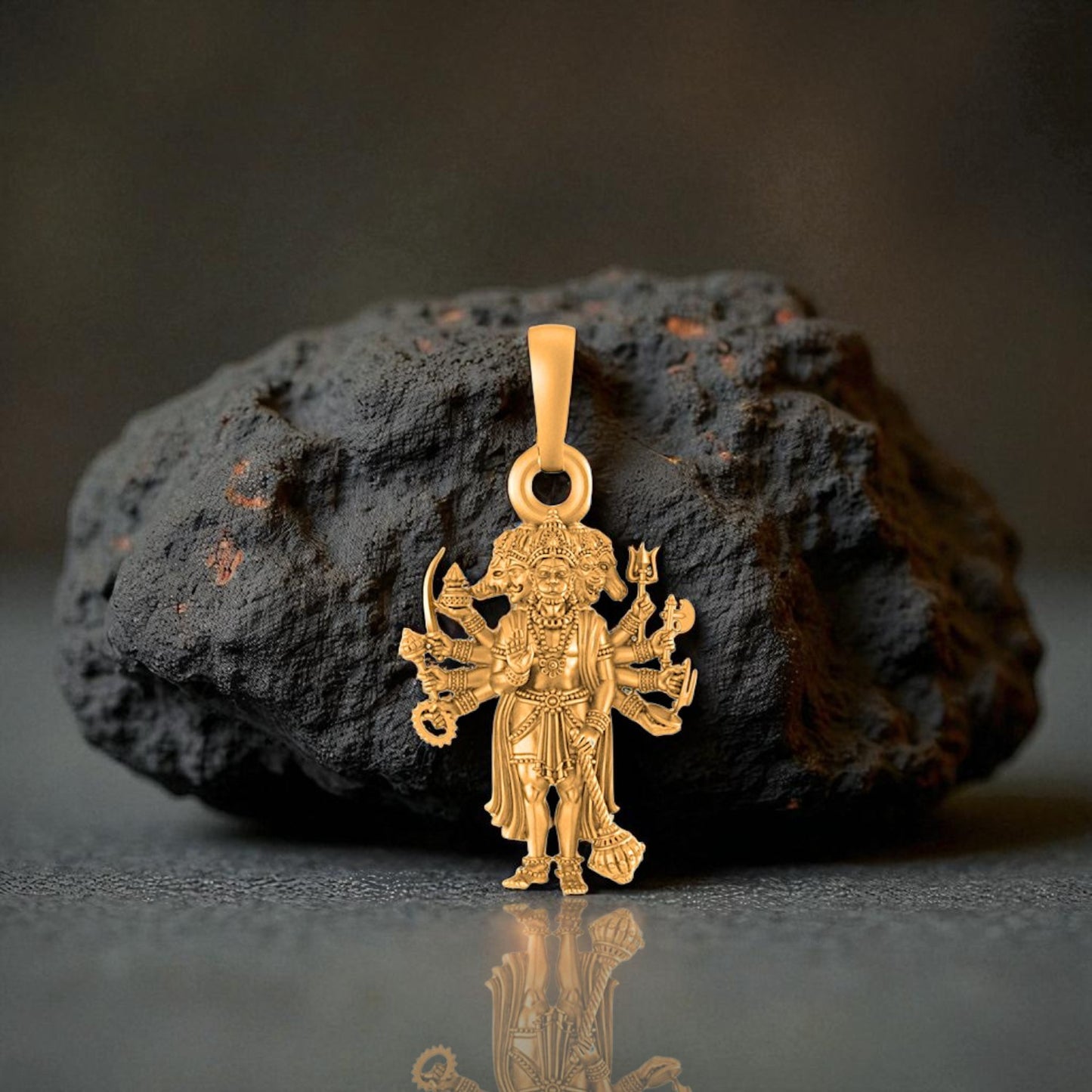 22 CT Gold Plated Silver (92.5% purity) God Panchmukhi Hanuman Pendant (Big Size) for Men
