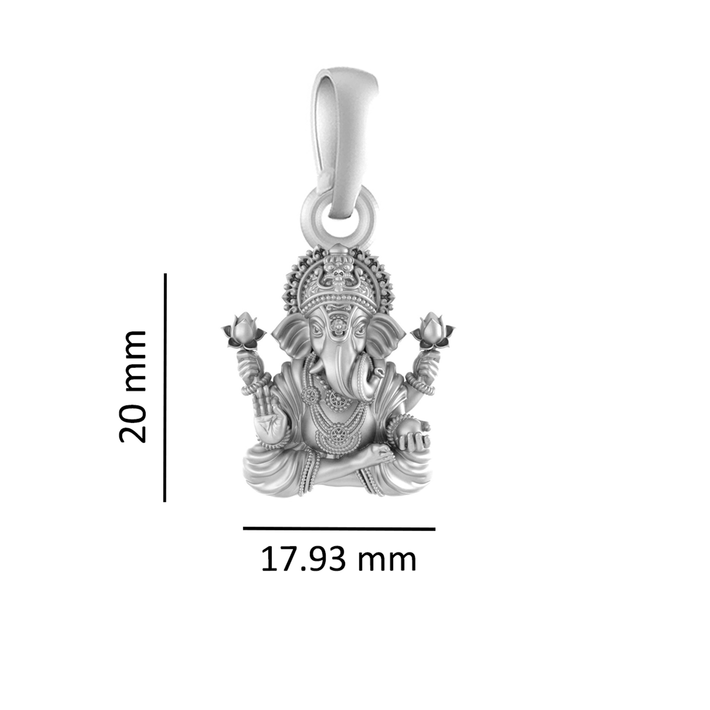Sterling Silver (92.5% purity) God Ganesh Pendant for Men & Women Pure Silver Lord Ganapathy Locket for Good Health & Wealth