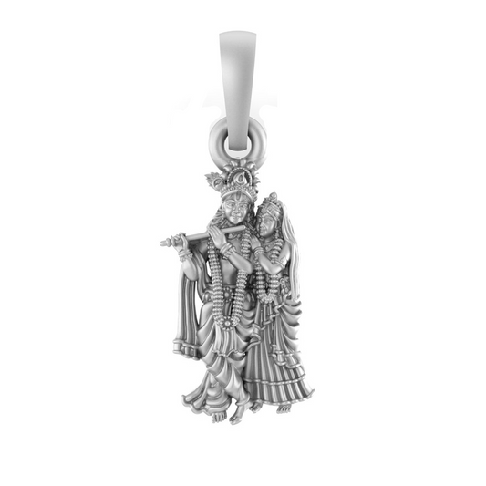 Akshat Sapphire Sterling Silver (92.5% purity) God Radha Krishna Pendant for Men & Women Pure Silver Lord Radha kishan Locket for Good Health & Wealth