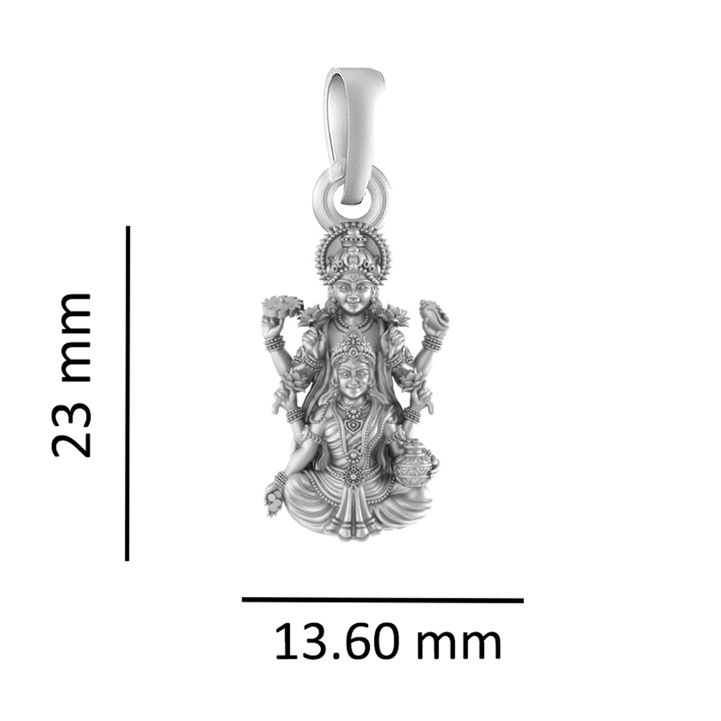 Sterling Silver (92.5% purity) God Vishnu Laxmi Pendant for Men & Women Pure Silver Lord Vishnu Lakshmi Locket for Good Health & Wealth