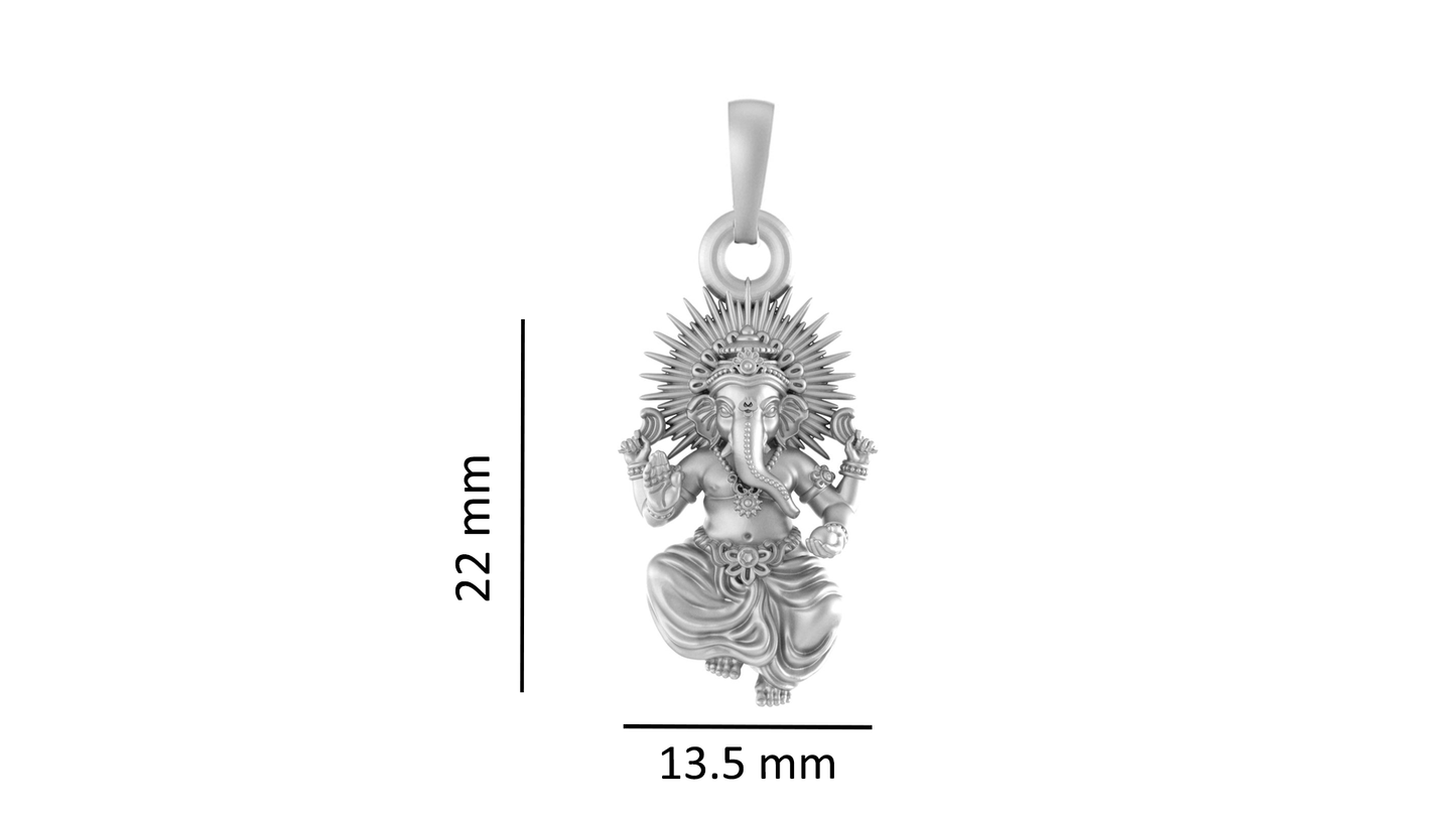 Akshat Sapphire Sterling Silver (92.5% purity) God Ganesh Pendant for Men & Women Pure Silver Lord Ganapathy Locket for Good Health & Wealth