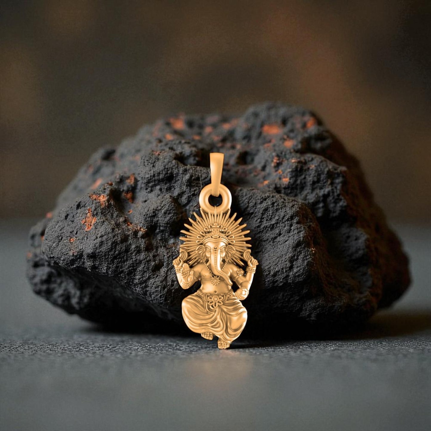 22 CT Gold Plated Silver (92.5% purity) God Ganesh Pendant (Big Size) for Men and Women