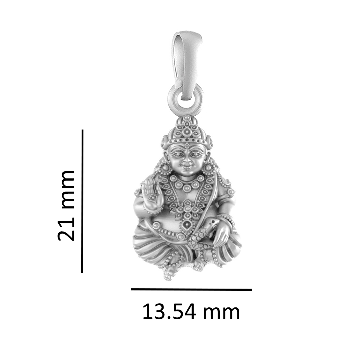 Sterling Silver (92.5% purity) God Kuber Pendant for Men & Women Pure Silver Lord Kubera Locket for Good Health & Wealth