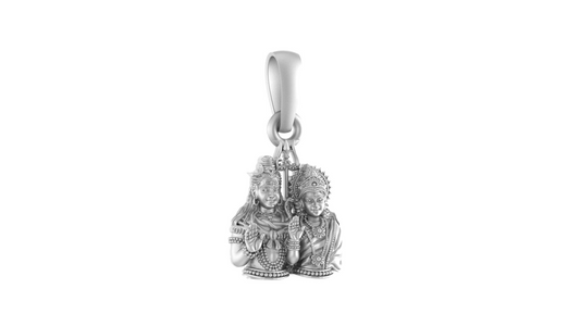 Akshat Sapphire Sterling Silver (92.5% purity) God Shiv Parvati Pendant for Men & Women Pure Silver Lord Shiva and Maa Parvati Locket for Good Health & Wealth