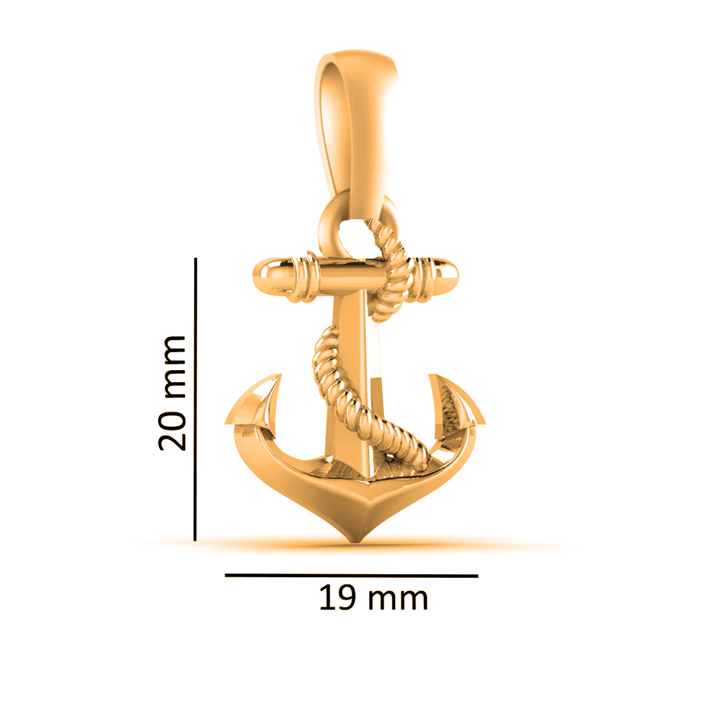 22 CT Gold Plated Silver (92.5% purity) Ship Anchor Pendant for Men and Women