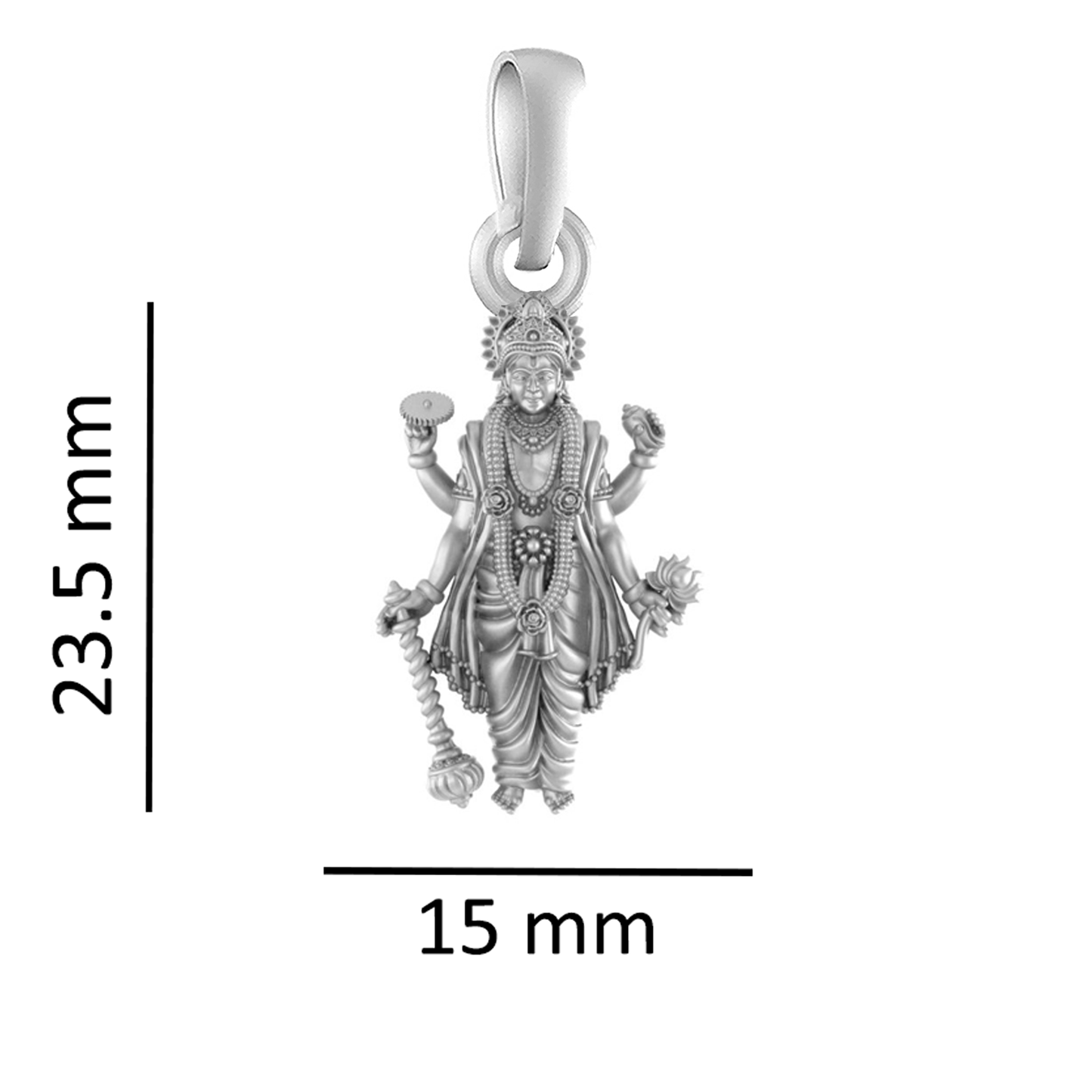 Sterling Silver (92.5% purity) God Vishnu Pendant for Men & Women Pure Silver Lord Vishnu Locket for Good Health & Wealth