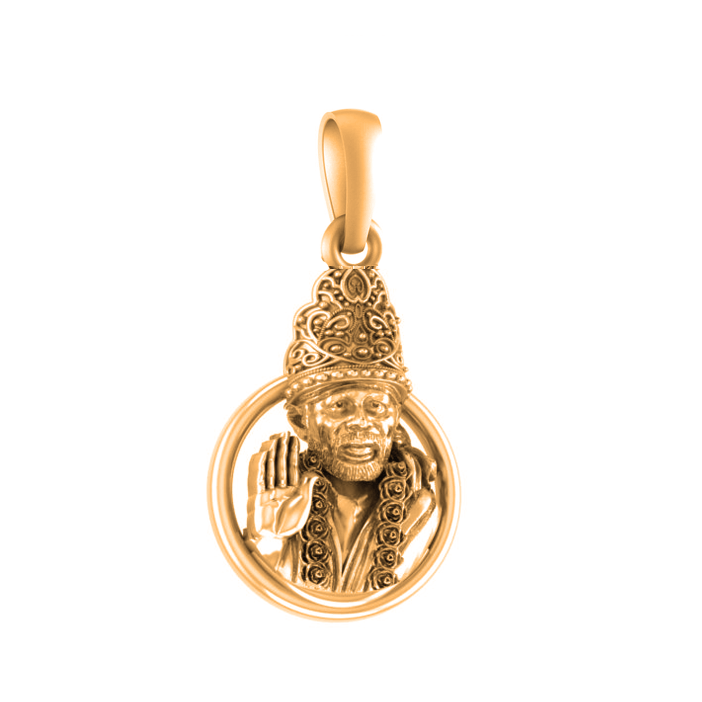 22 CT Gold Plated Silver (92.5% purity) God Sai baba Pendant for Men and Women