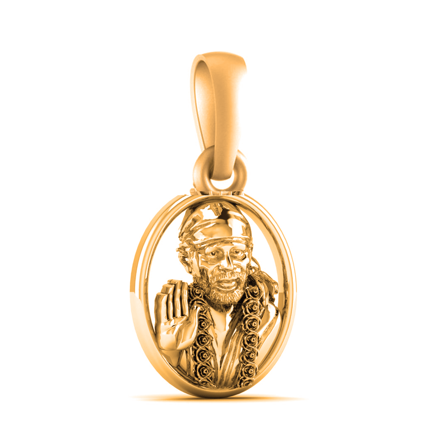 22 CT Gold Plated Silver (92.5% purity) God Sai baba Pendant for Men and Women