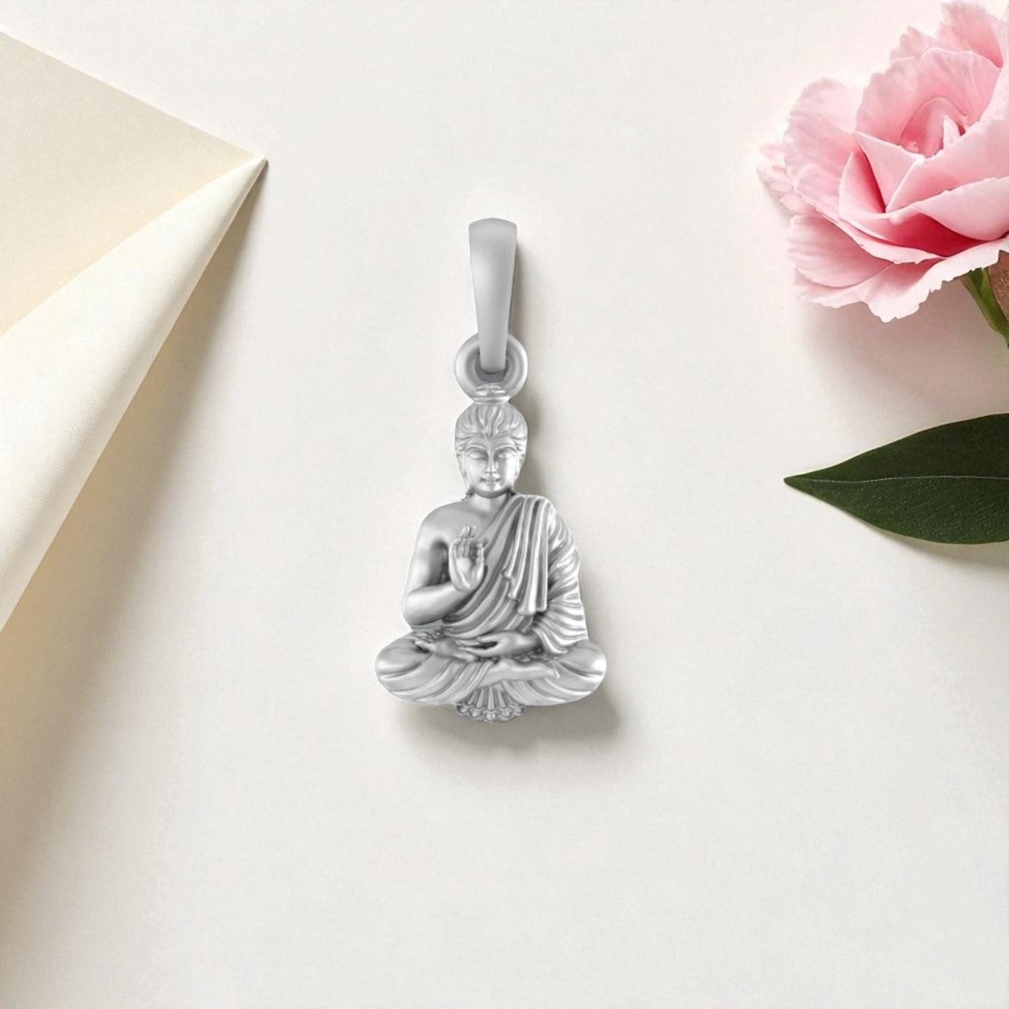 Akshat Sapphire Sterling Silver (92.5% purity) Spiritual God Gautam Buddha Pendant for Men & Women Pure Silver religious Gautam buddh Locket for Good Health & Wealth