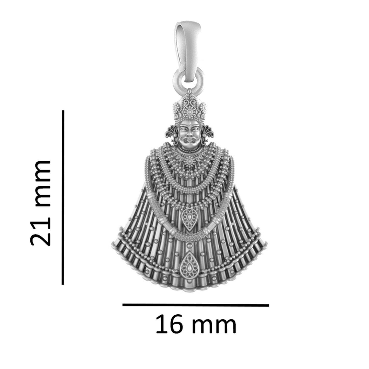 Sterling Silver (92.5% purity) God Baba Khatu Shyam Pendant for Men & Women Pure Silver Lord Baba Khatu Shyam Locket for Good Health & Wealth