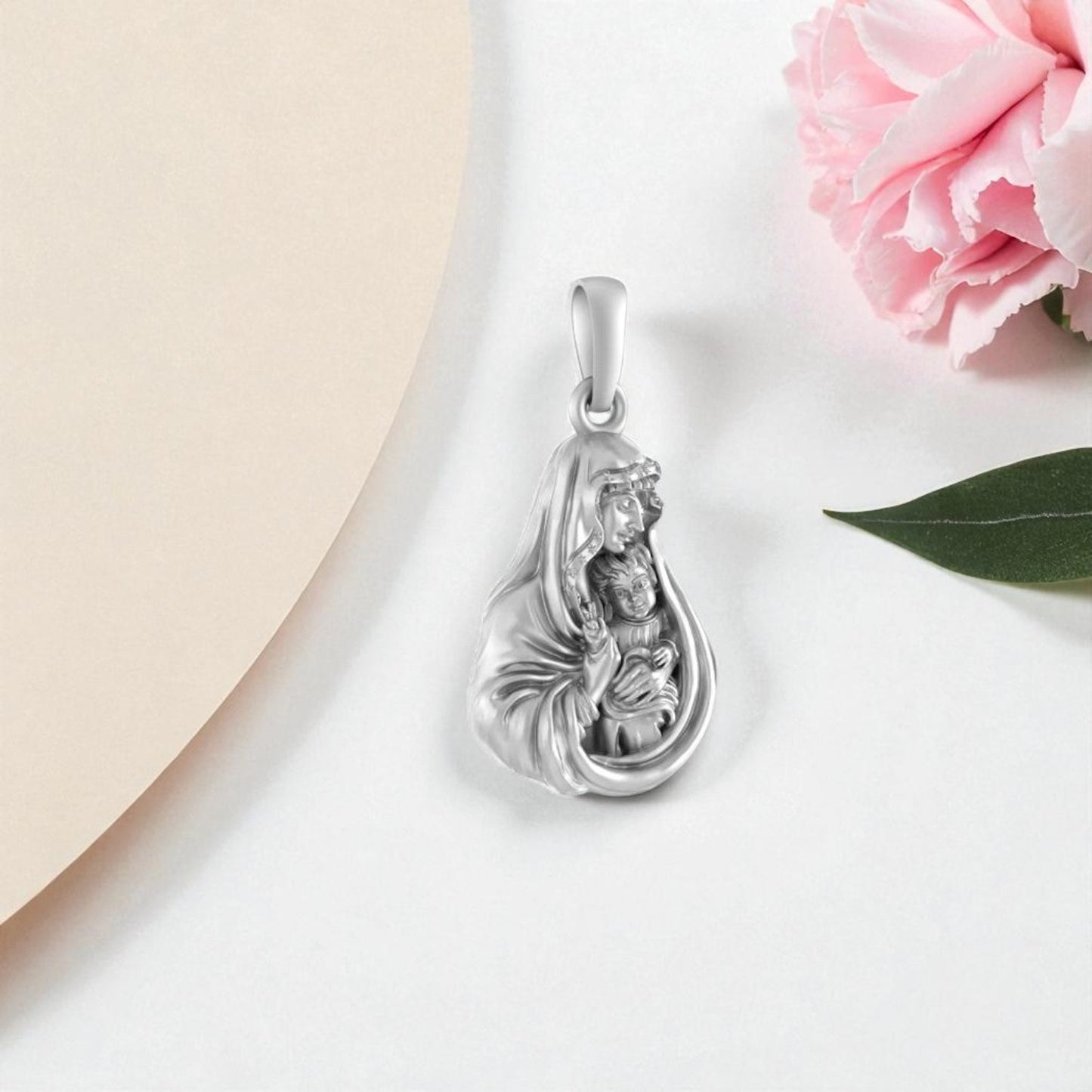 Akshat Sapphire Sterling Silver (92.5% purity) God Mother Mary Pendant for Men & Women Pure Silver Mother Marry Locket for Good Health & Wealth