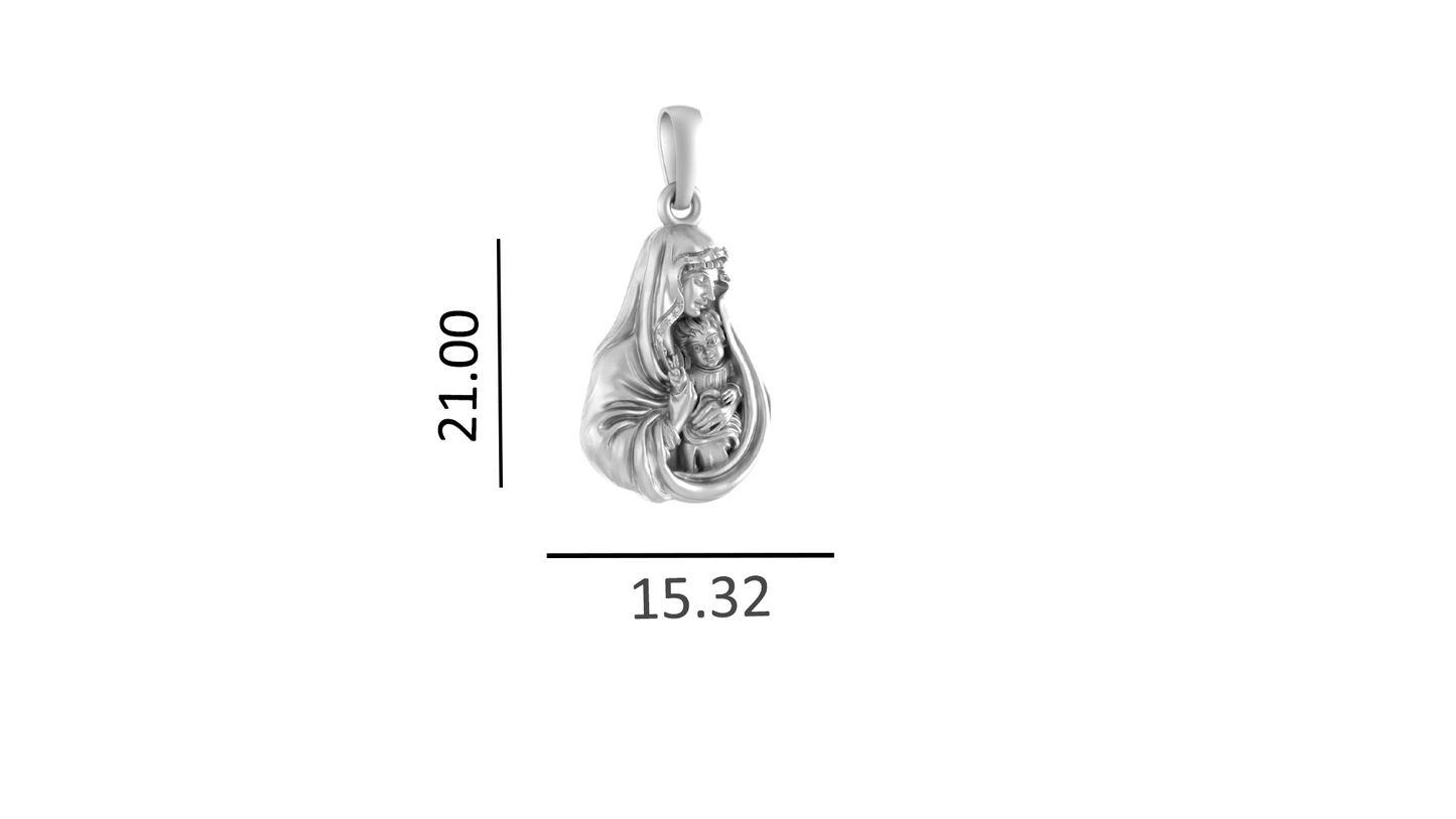 Akshat Sapphire Sterling Silver (92.5% purity) God Mother Mary Pendant for Men & Women Pure Silver Mother Marry Locket for Good Health & Wealth