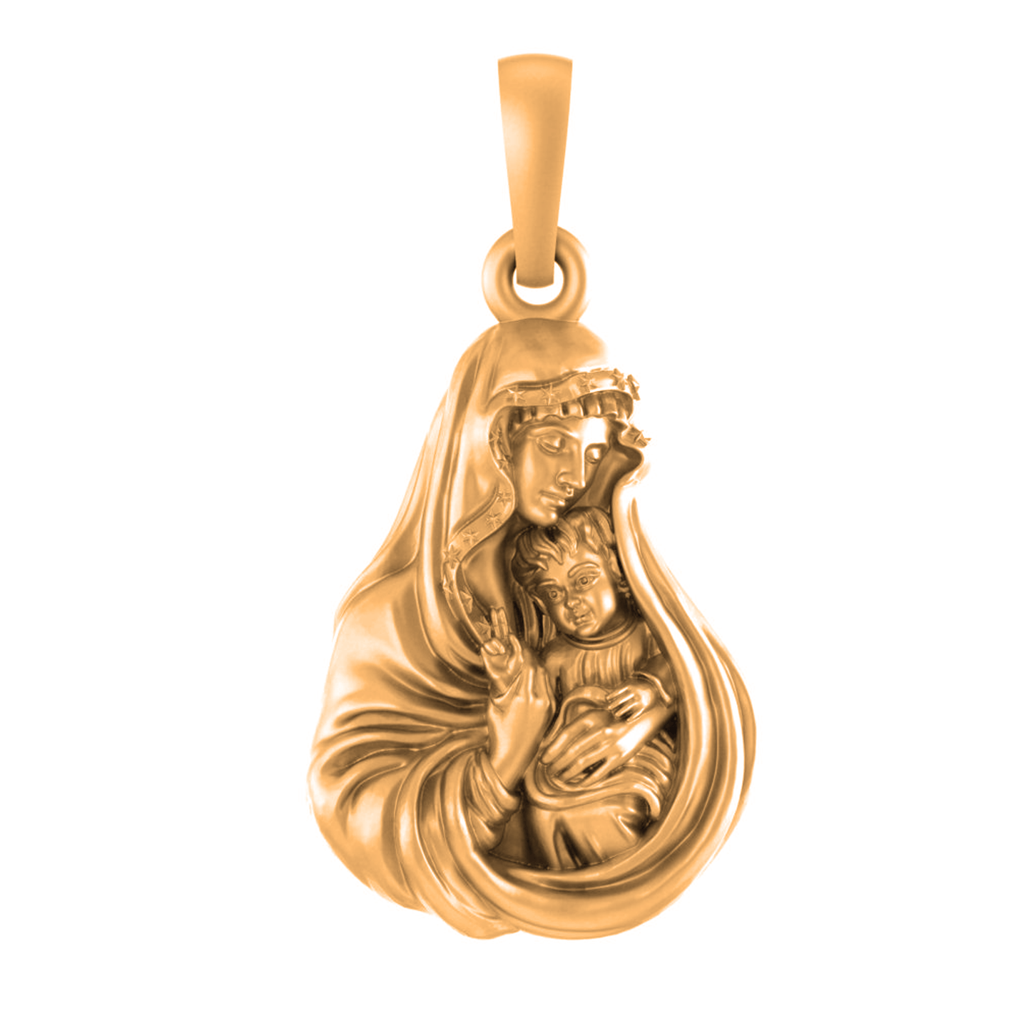 22 CT Gold Plated Silver (92.5% purity) God Mother Mary Pendant for Men and Women