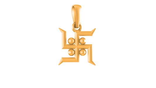 22 CT Gold Plated Silver (92.5% purity)  Spiritual Swastik Symbol Pendant for Men and Women