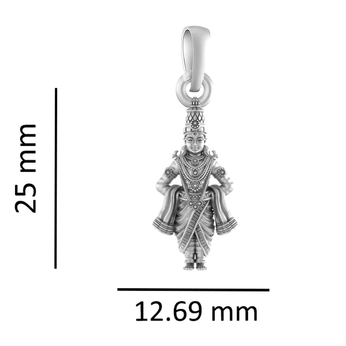Akshat Sapphire Sterling Silver (92.5% purity) God Vitthal Pendant for Men & Women Pure Silver Lord Vithal Locket for Good Health & Wealth
