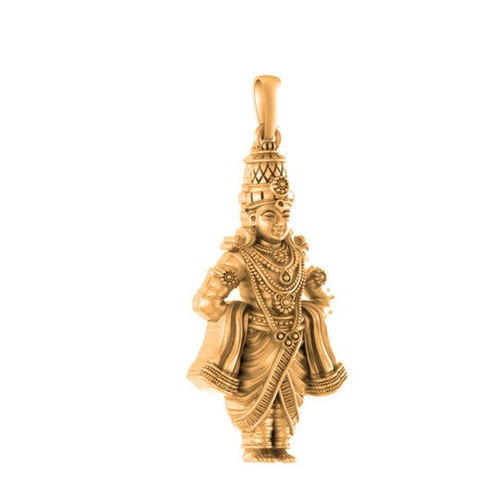 Akshat Sapphire Sterling Silver (92.5% purity) Golden God Vitthal Pendant for Men & Women Pure Silver Lord Vithal Locket for Good Health & Wealth PM7333_Gold