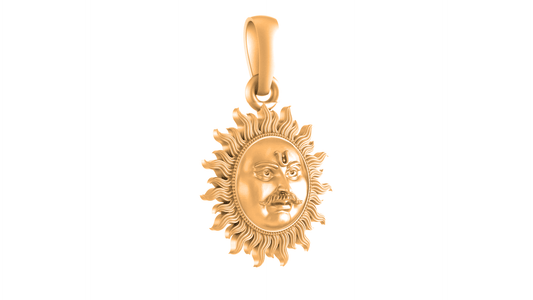 22 CT Gold Plated Silver (92.5% purity) Divine God Sun Pendant for Men and Women