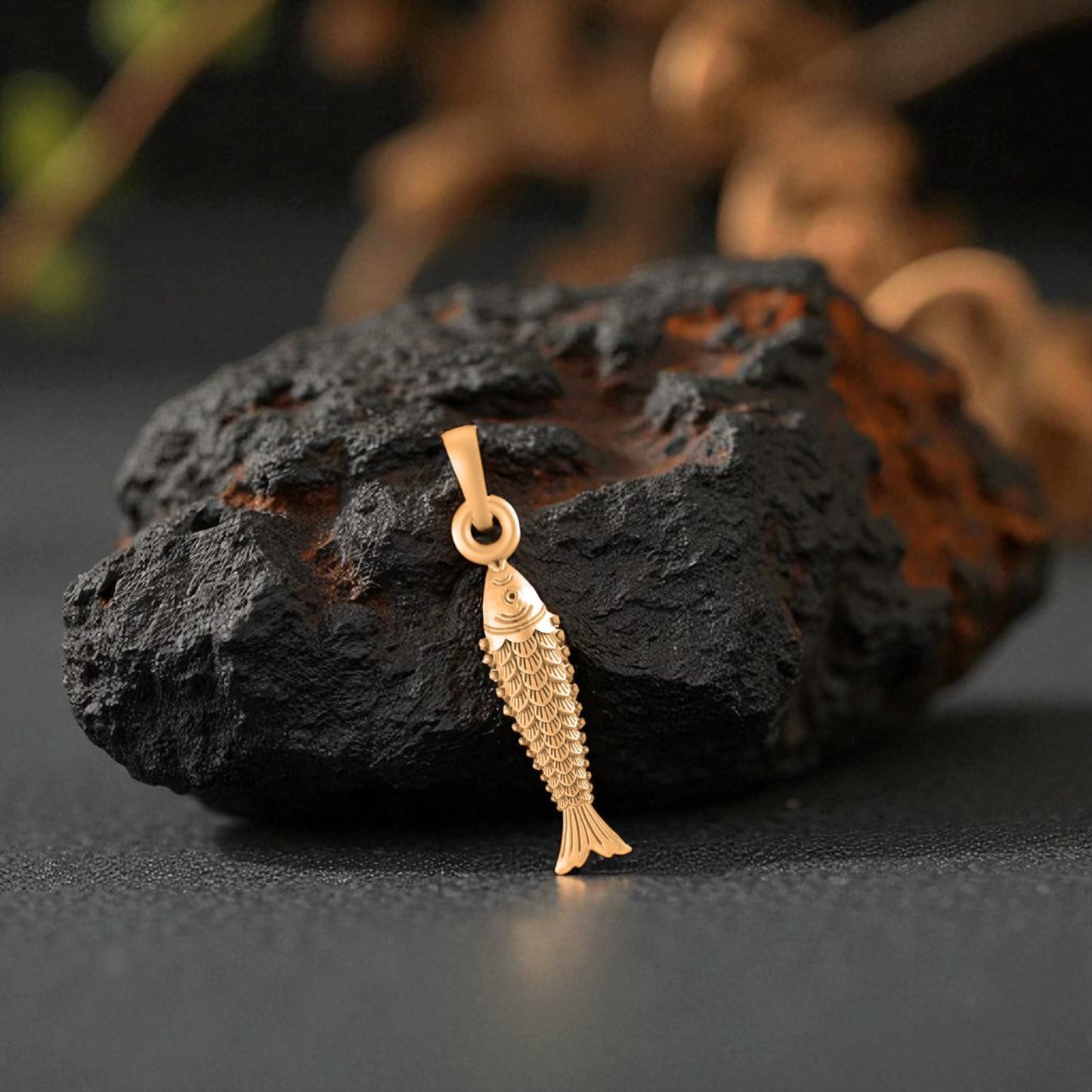 22 CT Gold Plated Silver (92.5% purity) Stylish and Fashionable Fish Pendant for Men and Women