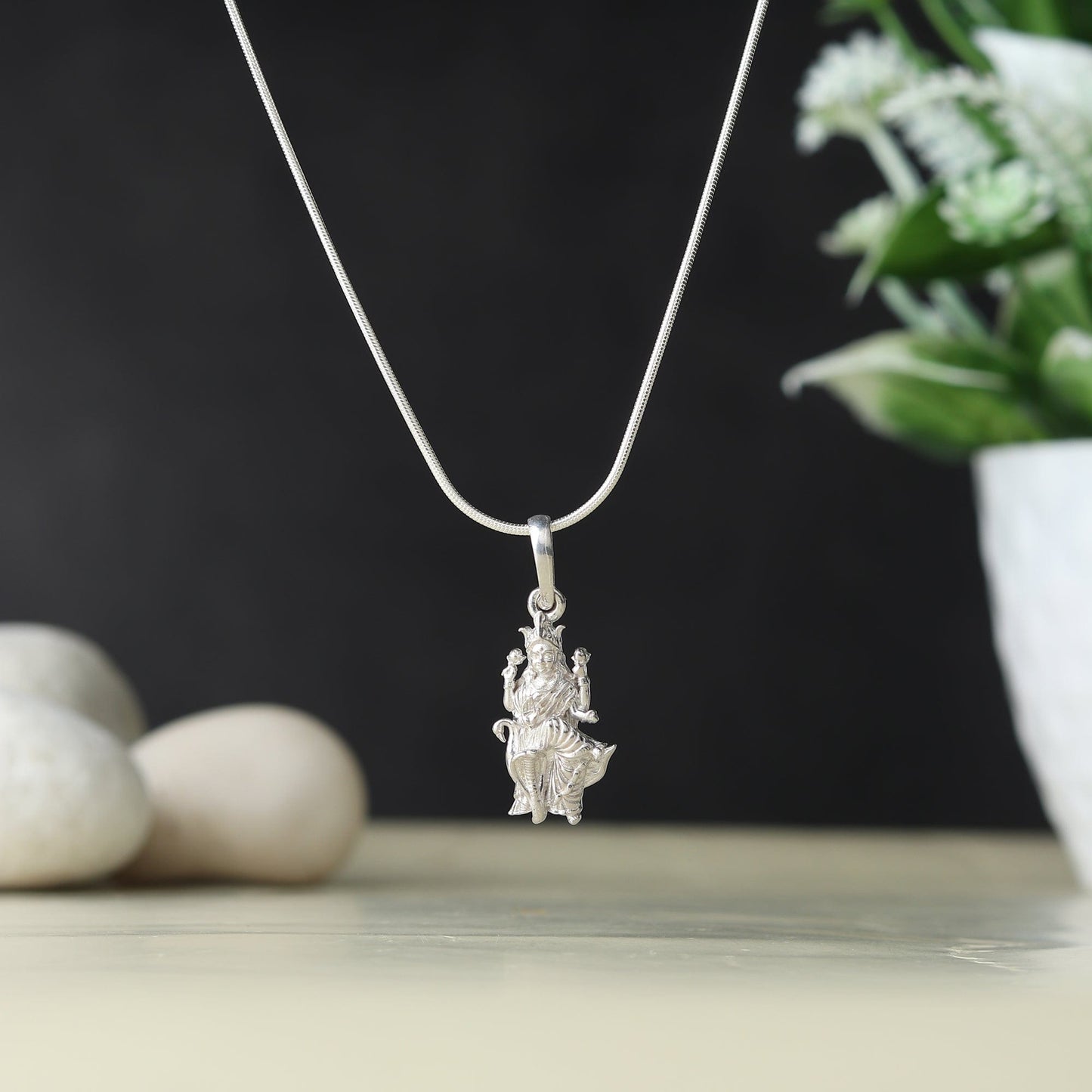 Sterling Silver (92.5% purity) Goddess Mansa Devi Pendant for Men & Women Pure Silver Maa Mansa Devi shaktipeeth Locket for Good Health & Wealth