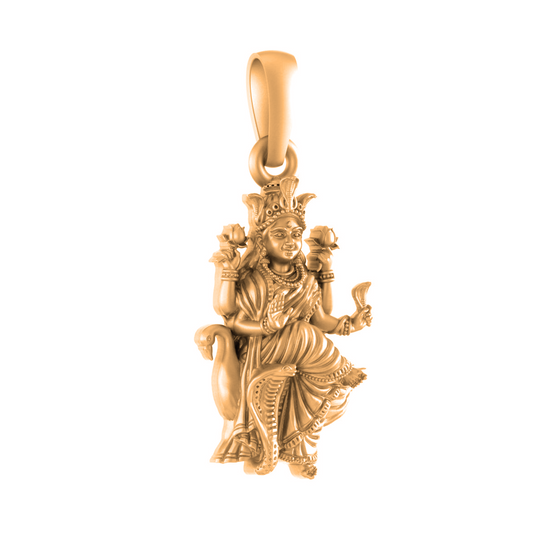 22 CT Gold Plated Silver (92.5% purity) Goddess Mansa Devi Pendant for Men and Women