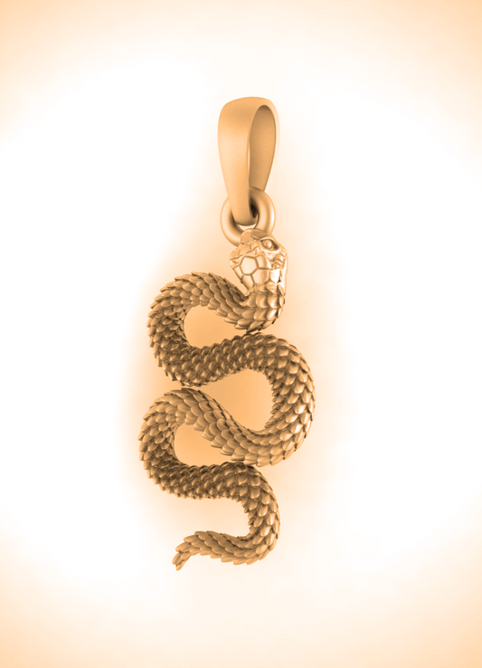 22 CT Gold Plated Silver (92.5% purity) Symbol of devotion Snake Pendant for Men and Women