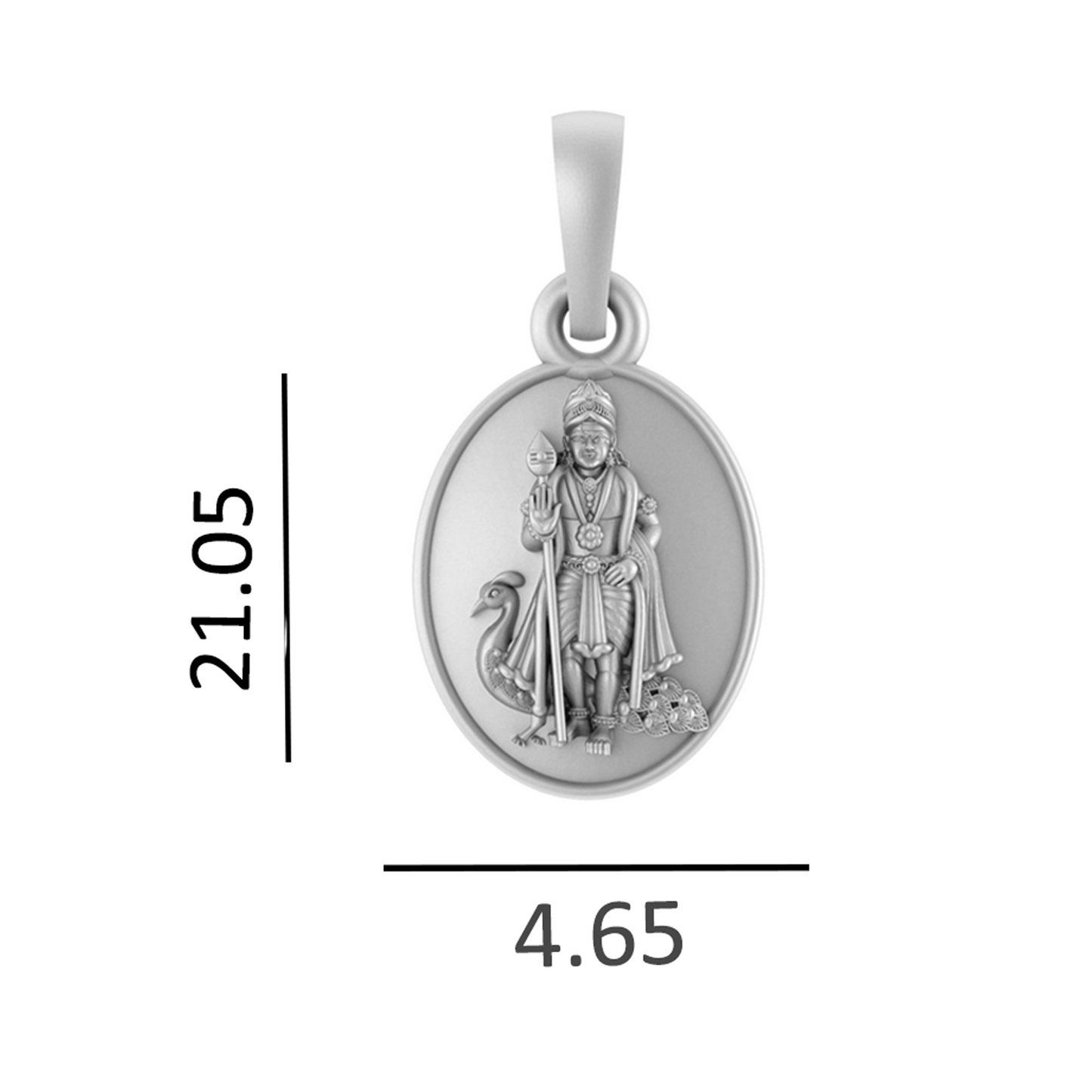 God Kartikeya Pure Silver 92.5% purity pendant by Akshat Sapphire Murugan Pendant