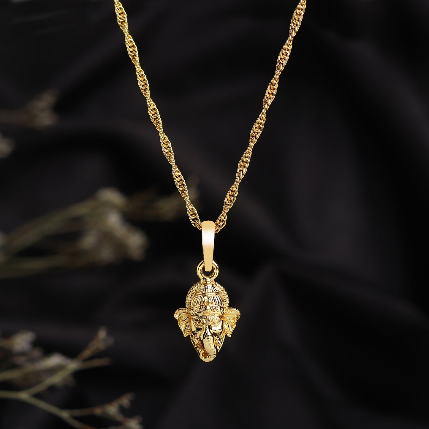 22 CT Gold Plated Silver (92.5% purity)God Ganesh Pendant for Men, Boys Girls and Women