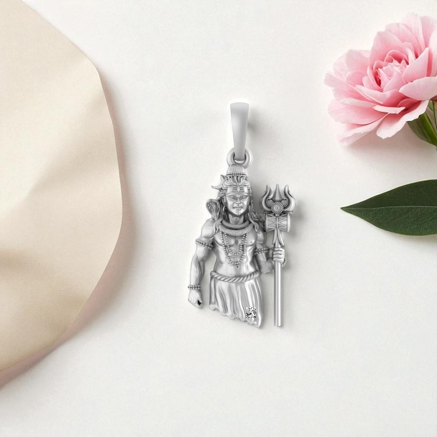 Akshat Sapphire Sterling Silver (92.5% purity) God Shiva Pendant for Men & Women Pure Silver Lord Shiv ji Locket for Good Health & Wealth