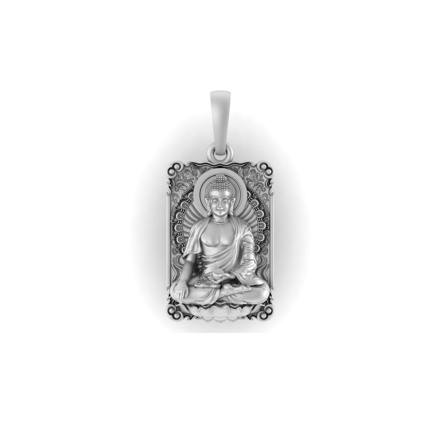 Akshat Sapphire Sterling Silver (92.5% purity) Spiritual God Gautam Buddha Pendant for Men & Women Pure Silver religious Gautam buddh Locket for Good Health & Wealth