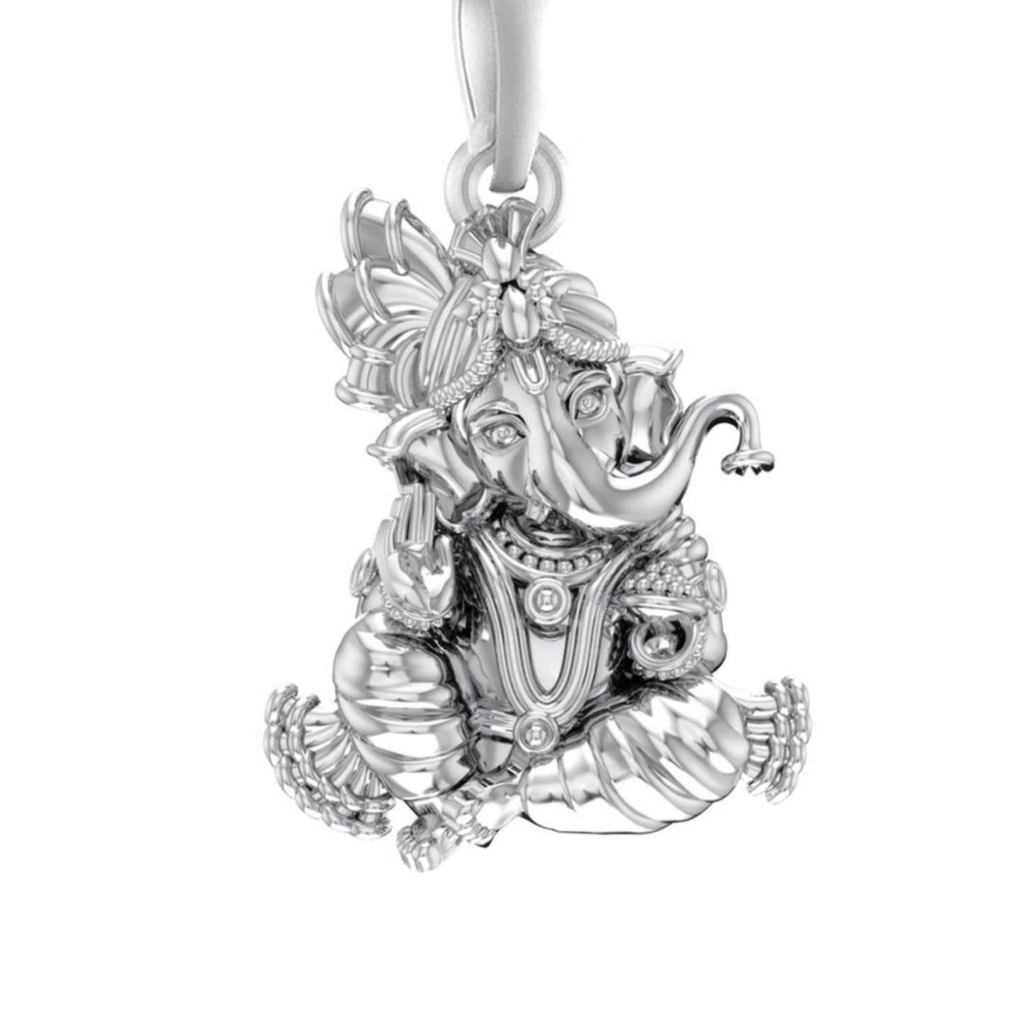 Akshat Sapphire Sterling Silver (92.5% purity) God Ganesh Pendant for Men & Women Pure Silver Lord Ganapathy Locket for Good Health & Wealth