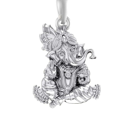 Pure Sterling Silver God Ganesh (Regular Size) Pendant for Men & Women by Akshat Sapphire – 92.5 Silver-ps7131