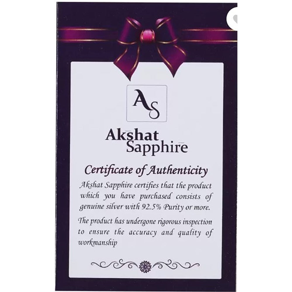 Akshat Sapphire Sterling Silver (92.5% purity) God Ganesh Pendant for Men & Women Pure Silver Lord Ganapathy Locket for Good Health & Wealth