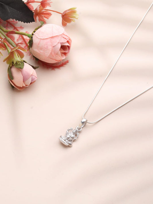 Sterling Silver 92.5 Goddess Laxmi Chain Pendant with Anchor Chain 18 Inches for women by Akshat Sapphire PSA7110