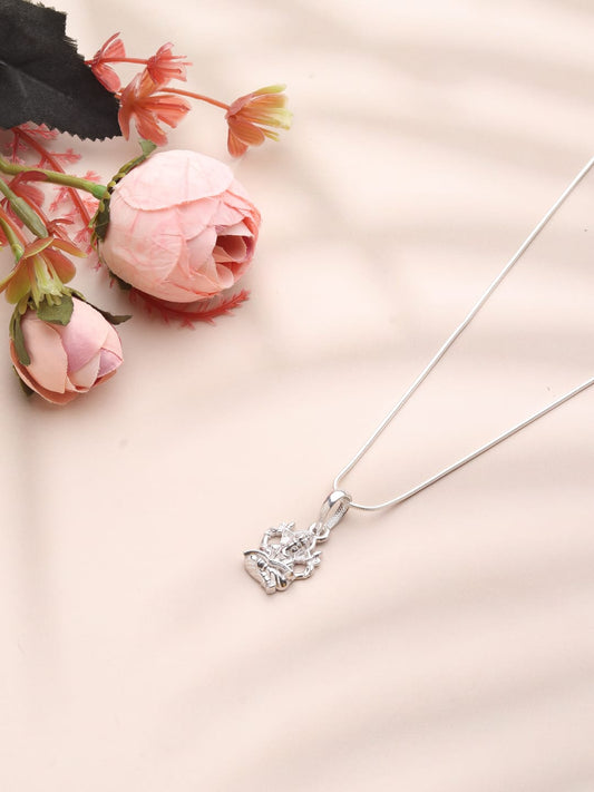 Sterling Silver 92.5 God Ganesh Chain Pendant with Anchor Chain 18 Inches for women by Akshat Sapphire PSA7145
