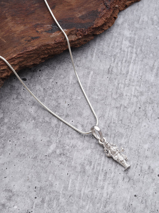 Sterling Silver (92.5% Purity) Pure Silver Goddess Laxmi Ji Chain Pendant (Locket with Anchor/ Cable Chain Chain) for Men & Women