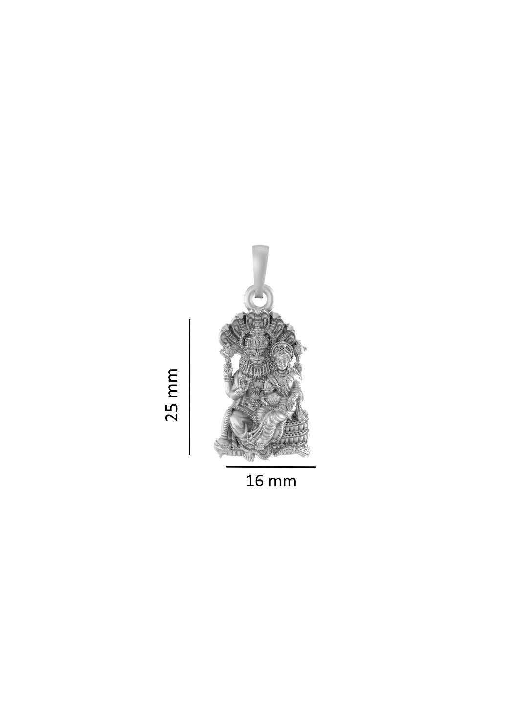 Akshat Sapphire Sterling Silver (92.5% purity) God Narsimha and Laxmi ji Chain Pendant (Pendant with Anchor/ Cable Chain Chain) for Men & Women Pure Silver Lord Narsimha and Laxmi ji Chain Locket for Health & Wealth
