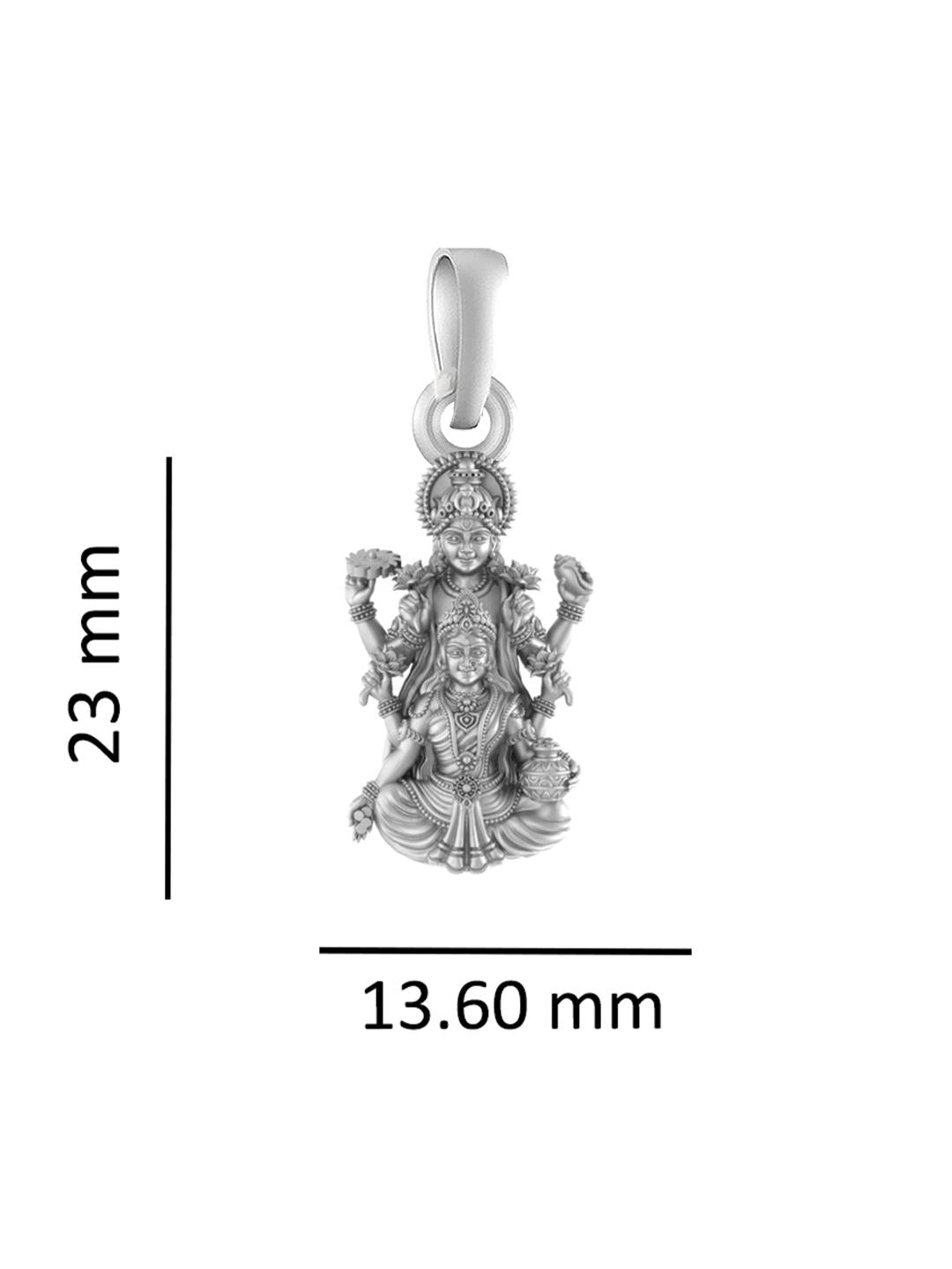 Akshat Sapphire Sterling Silver (92.5% purity) God Vishnu Laxmi Chain Pendant (Pendant with Anchor/ Cable Chain Chain) for Men & Women Pure Silver Lord Vishnu Lakshmi Chain Locket for Good Health & Wealth