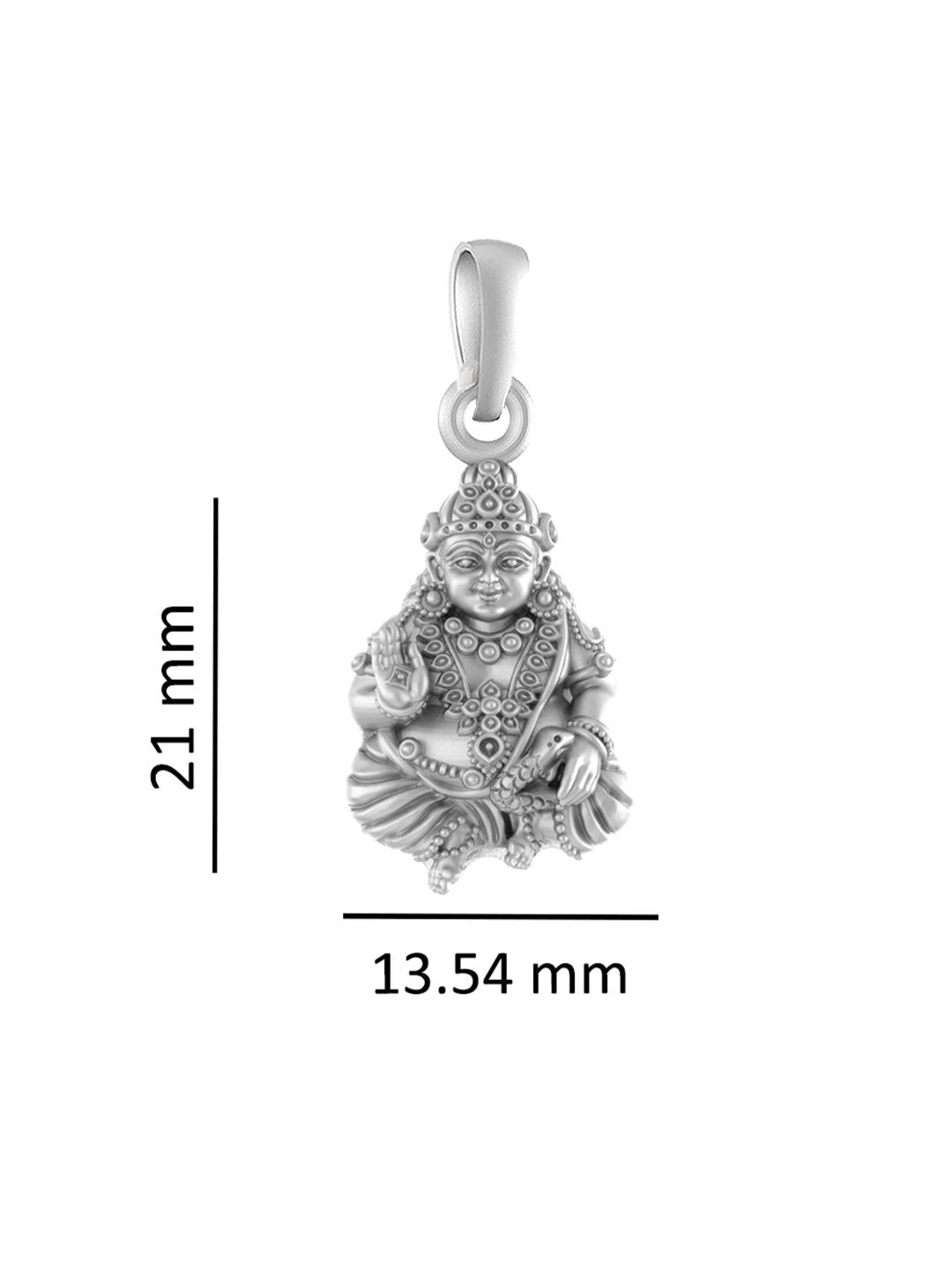 Sterling Silver (92.5% Purity) Pure Silver God Kuber Chain Pendant (Locket with Anchor/ Cable Chain Chain) for Men & Women