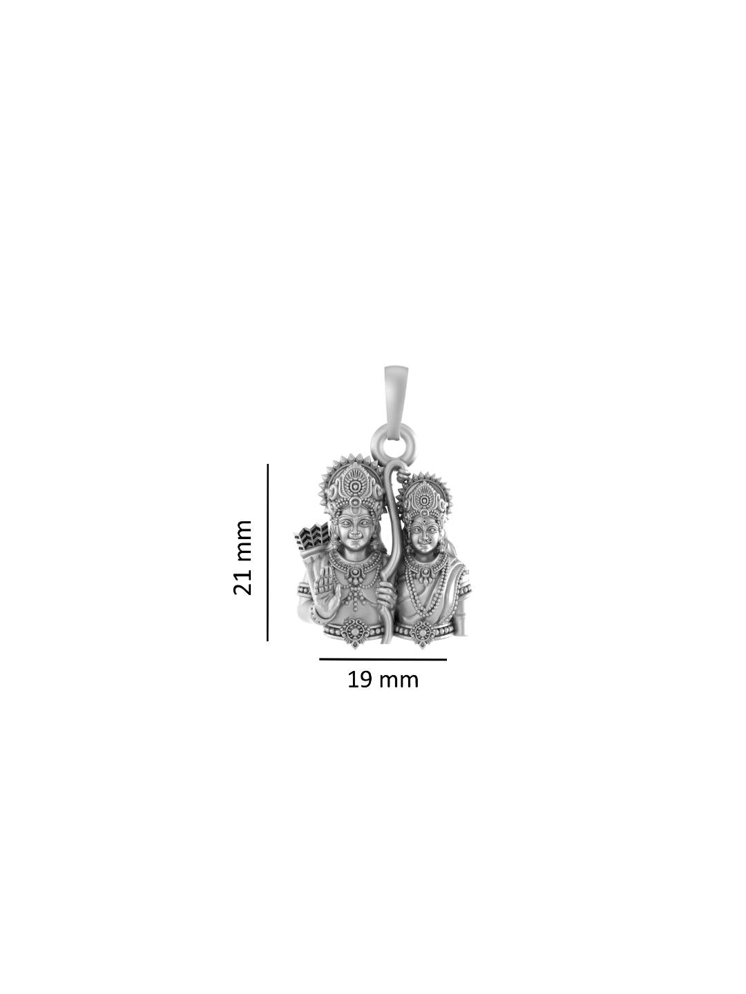 Sterling Silver (92.5% Purity) Pure Silver God Ram Sita ji Chain Pendant (Locket with Anchor/ Cable Chain Chain) for Men & Women