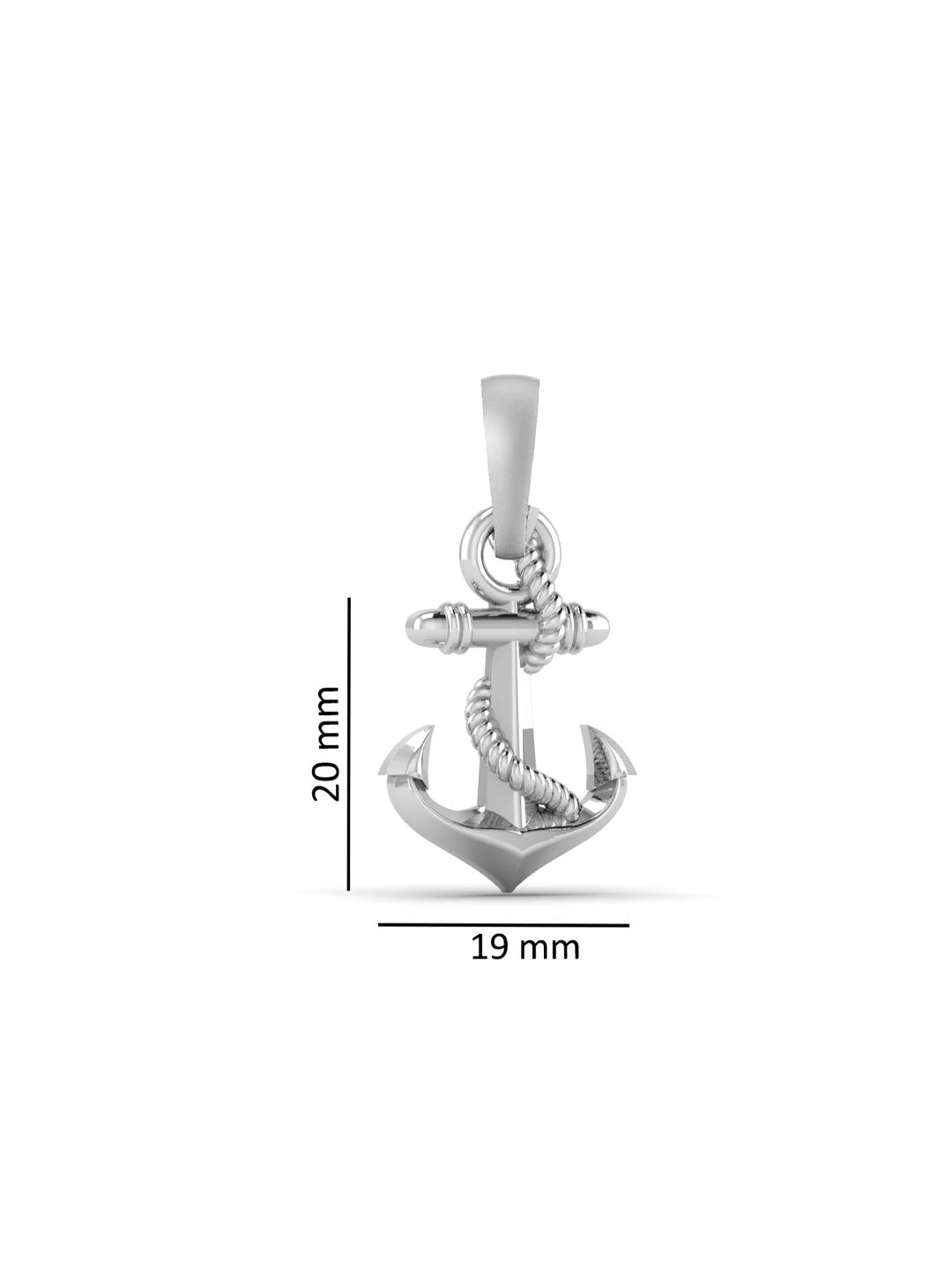 Sterling Silver (92.5% Purity) Pure Silver Ship Anchor Chain Pendant (Locket with Anchor/ Cable Chain Chain) for Men & Women