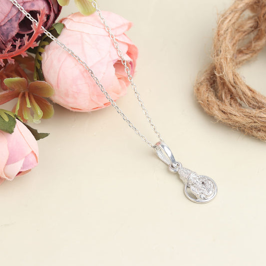 Sterling Silver 92.5 God Sai Baba Chain Pendant with Anchor Chain 18 Inches for women by Akshat Sapphire PSA7278